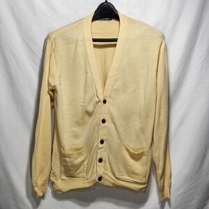 Woolovers Woolmark Mens Sweater Size Medium Yellow‎ 100% Pure New Wool